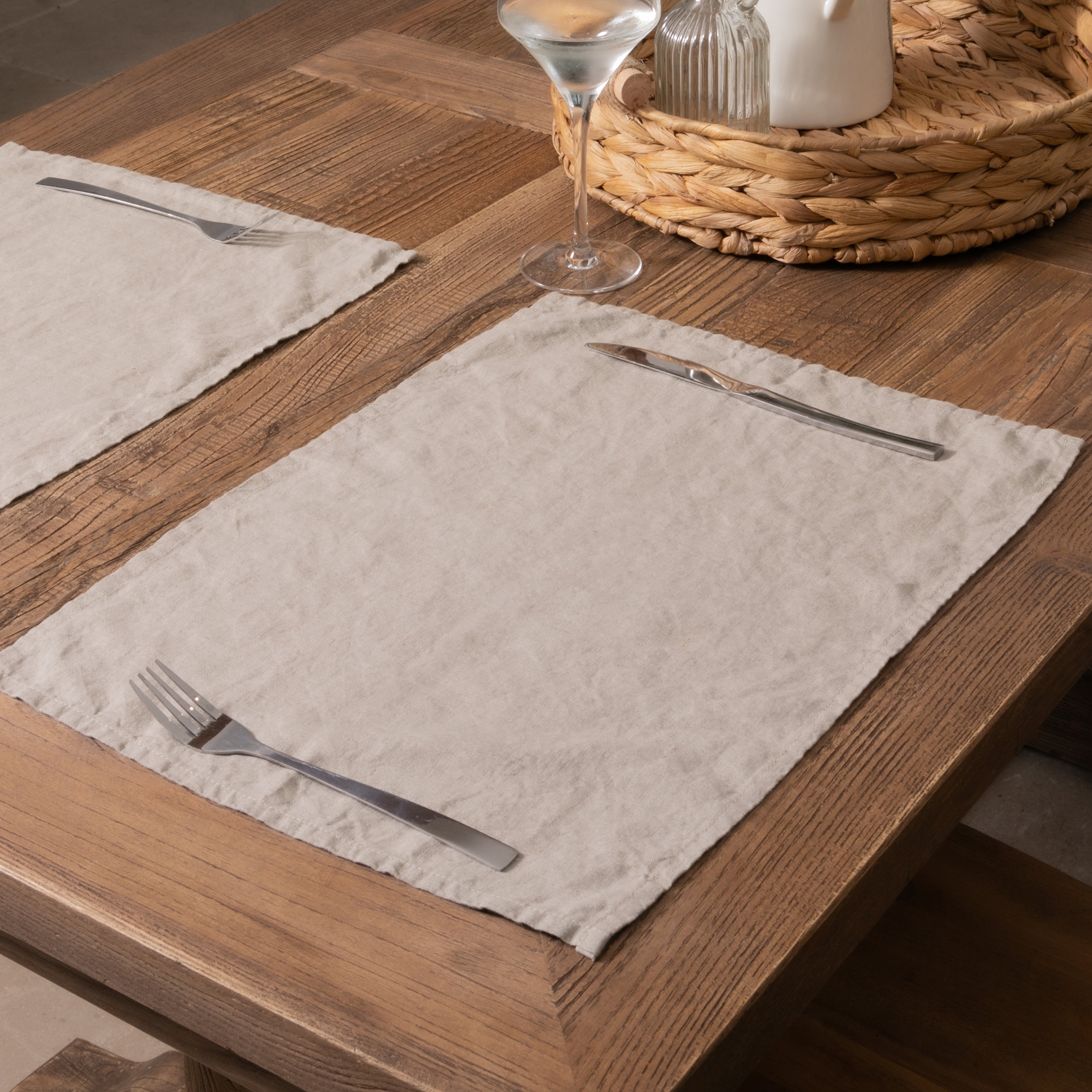 Natural Set of 4 100% Linen Placemats